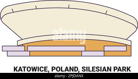 Poland, Katowice, Silesian Park travel landmark vector illustration Stock Vector