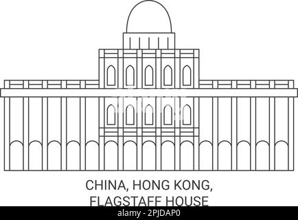 China, Hong Kong, Flagstaff House travel landmark vector illustration Stock Vector