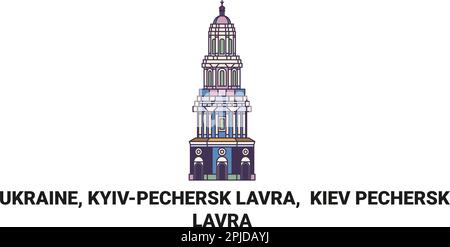 Ukraine, Kiev, Kyivpechersk Lavra travel landmark vector illustration Stock Vector