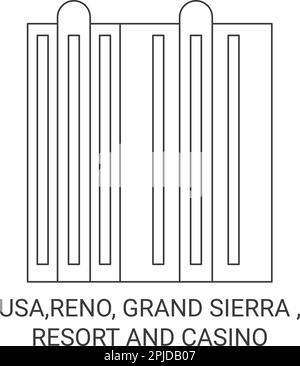 Usa, Reno, Grand Sierra , Resort And Casino travel landmark vector illustration Stock Vector