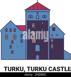 Finland, Turku, Turku Castle, travel landmark vector illustration Stock Vector