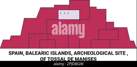 Spain, Balearic Islands, Archeological Site , Of Tossal De Manises travel landmark vector illustration Stock Vector