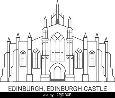 Uk, Edinburgh, Edinburgh Castle, travel landmark vector illustration ...