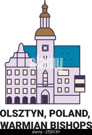 Poland, Olsztyn, Warmian Bishops travel landmark vector illustration Stock Vector