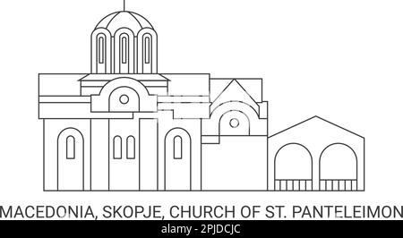 Macedonia, Skopje, Church Of St. Panteleimon, travel landmark vector illustration Stock Vector