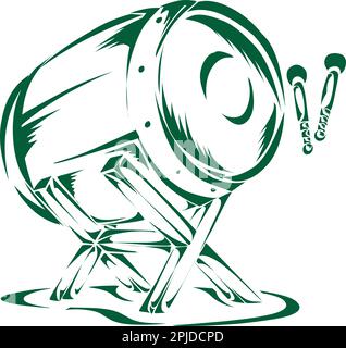Illustration of a green mosque drum silhouette. This design is perfect for website wallpaper elements, posters, banners, greeting cards, invitation ca Stock Vector