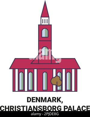 Denmark, Christiansborg Palace travel landmark vector illustration Stock Vector