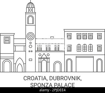 Croatia, Dubrovnik, Sponza Palace travel landmark vector illustration Stock Vector