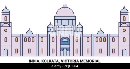 India, Kolkata, Victoria Memorial travel landmark vector illustration Stock Vector