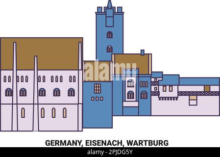 Germany, Eisenach, Wartburg travel landmark vector illustration Stock Vector