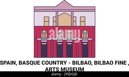 Spain, Basque Country Bilbao, Bilbao Fine , Arts Museum travel landmark vector illustration Stock Vector