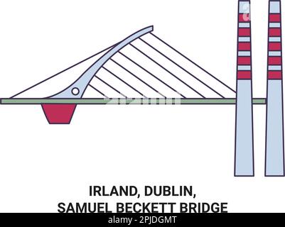 Irland, Dublin, Samuel Beckett Bridge travel landmark vector illustration Stock Vector
