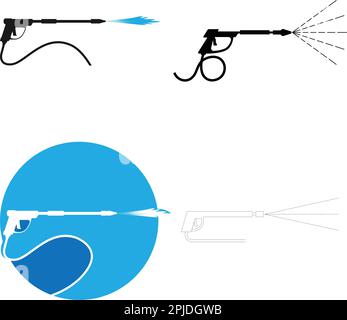 Pressure washing gun logo template. Cleaning vector design. Tools illustration Stock Vector