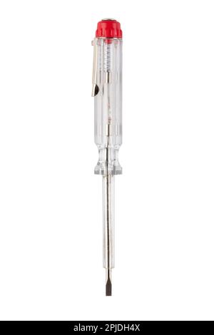 Indicator screwdriver Electrical tester screwdriver isolated on white background. File contains clipping path. Stock Photo