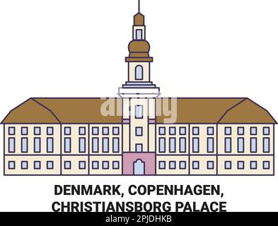 Denmark, Copenhagen, Christiansborg Palace travel landmark vector illustration Stock Vector