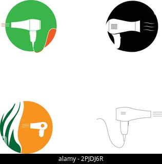 hair dryer icon isolated on a white background. Hairdryer sign. Hair drying symbol. Blow hot air. Vector Illustration Stock Vector