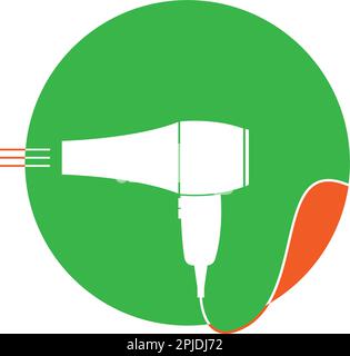 hair dryer icon isolated on a white background. Hairdryer sign. Hair drying symbol. Blow hot air. Vector Illustration Stock Vector
