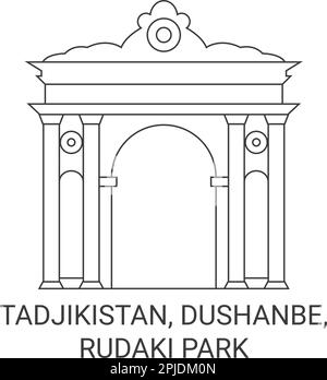 Tadjikistan, Dushanbe, Rudaki Park travel landmark vector illustration ...