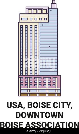 Usa, Boise City, Downtown Boise Association travel landmark vector illustration Stock Vector