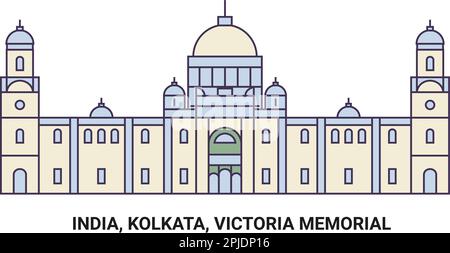 India, Kolkata, Victoria Memorial, travel landmark vector illustration Stock Vector