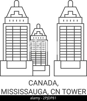 Canada, Mississauga, Cn Tower travel landmark vector illustration Stock Vector