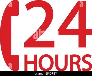 24-hour telephone service logo with telephone receiver image Stock Vector