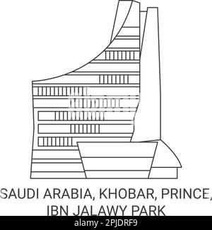 Saudi Arabia, Khobar, Prince, Ibn Jalawy Park travel landmark vector illustration Stock Vector