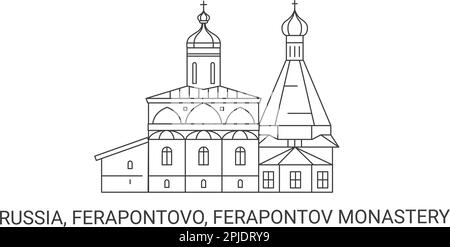 Russia, Ferapontova Church travel landmark vector illustration Stock Vector