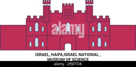 Israel, Haifa,Israel National , Museum Of Science travel landmark vector illustration Stock Vector