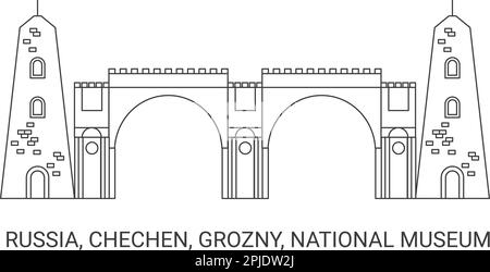 Russia, Chechen, Grozny, National Museum travel landmark vector illustration Stock Vector