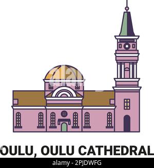 Finland, Oulu, Oulu Cathedral travel landmark vector illustration Stock Vector