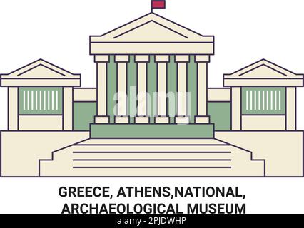 Greece, Athens,National, Archaeological Museum travel landmark vector illustration Stock Vector