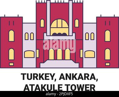 Turkey, Ankara, Atakule Tower travel landmark vector illustration Stock Vector