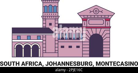 South Africa, Johannesburg, Montecasino, travel landmark vector illustration Stock Vector