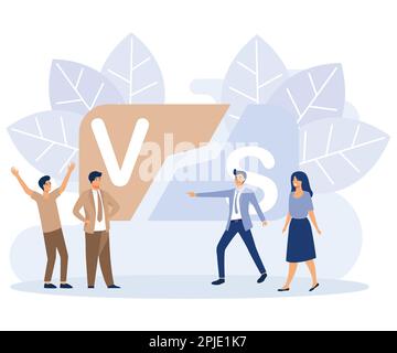 Versus letters. VS battle. Competition between two persons or products, flat vector modern illustration Stock Vector
