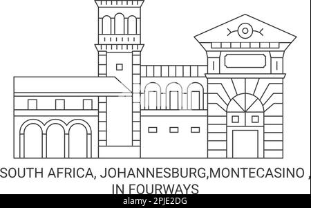 South Africa, Johannesburg,Montecasino , In Fourways travel landmark vector illustration Stock Vector