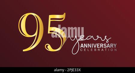 95th anniversary celebration logotype number gold color with red color background. vector anniversary for celebration, invitation card, and greeting Stock Vector
