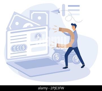 Website monetization concept, earn money online, Influencer business and creative content producing, flat vector modern illustration Stock Vector
