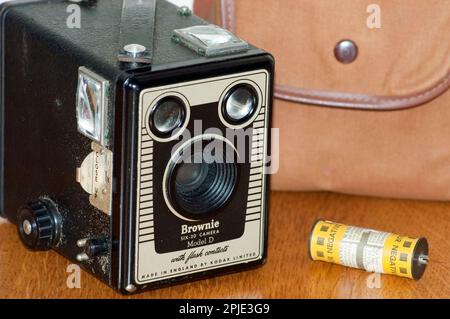 Box Brownie Camera Six-20 Model D in close up made by Kodak Ltd. Stock Photo