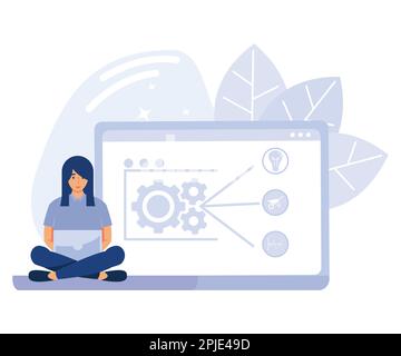 Online business concept, Drop servicing, domain flipping, business opportunity, outsource, drop shipping, web hosting, social media sales, flat vector Stock Vector
