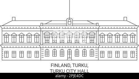 Finland, Turku, Turku City Hall travel landmark vector illustration Stock Vector