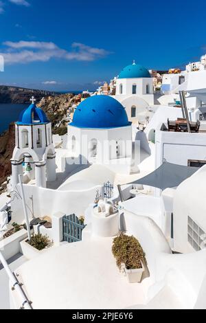 The 3 blue domes from Oia Stock Photo - Alamy