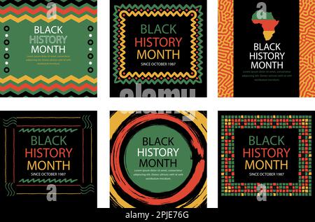 Set black history month posters. Black lives matter. Vector illustration. Stock Vector