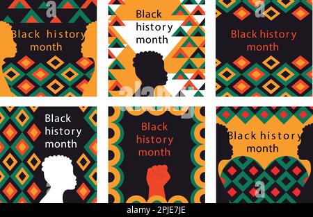 Set black history month posters. Black lives matter. Vector illustration. Stock Vector
