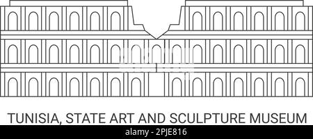 Tunisia, State Art And Sculpture Museum, travel landmark vector illustration Stock Vector