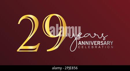 29th anniversary celebration logotype number gold color with red color background. vector anniversary for celebration, invitation card, and greeting c Stock Vector