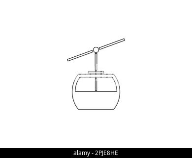 Aerial cableway, funicular, cabine icon. Vector illustration. Stock Vector