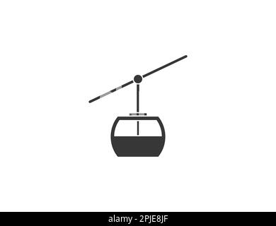 Aerial cableway, funicular, cabine icon. Vector illustration. Stock Vector