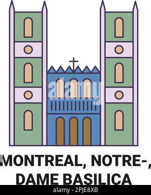 Canada, Montreal, Notredame Basilica travel landmark vector illustration Stock Vector