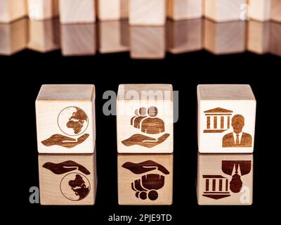 Environmental, Social and Governance symbols as a concept of commitment to ESG principles Stock Photo